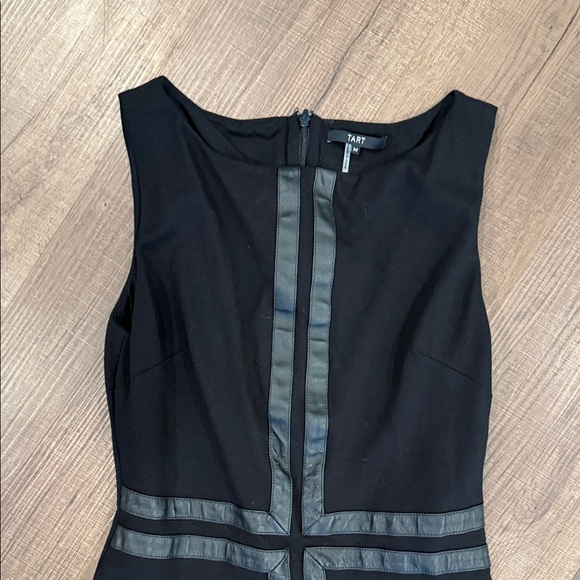 Tart Black Mini cocktail  Dress with faux leather Accents - Picture 3 of 7